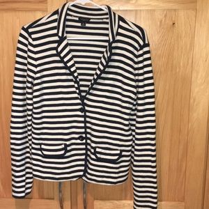 Ann Taylor Navy cream sweater blazer women’s Sm